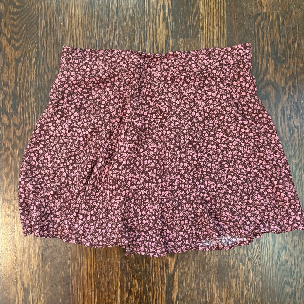 Lush Pink and Brown Floral Skirt